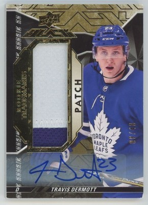 2018-19 SPx UD Black Rookie Trademarks Auto Patch Relics Travis Dermott Auto