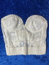 Vintage White Lace Longline Corset Bra 36b Lingerie
