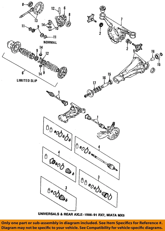 Eje trasero derecho CV eje OEM 1990 1991 1992 1993 Mazda Miata Foto 3 de 4