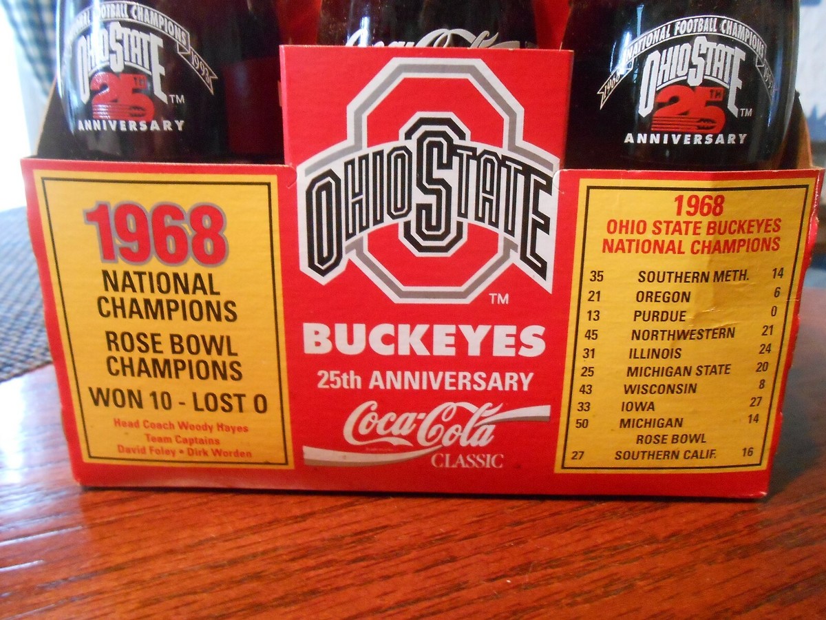 OHIO STATE BUCKEYES 25TH ANNIVERSARY 6 PACK COCA COLA CLASSIC 1968