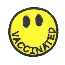 Vaccinated Smile Emoji Embroidered Iron On Patch 2" 2020 vaccination vacine
