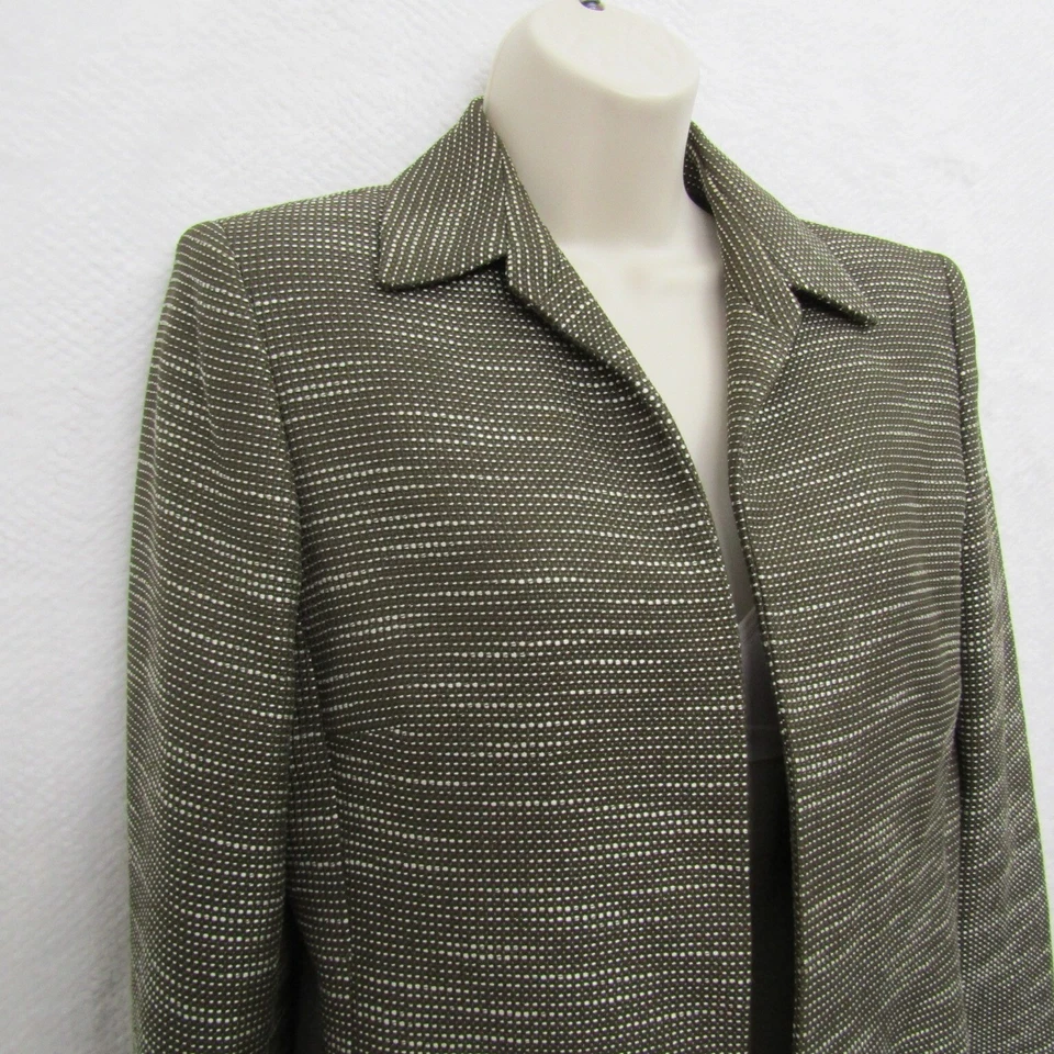 Chaqueta Blazer Kasper Mujer Manga Larga Frente Abierto Verde Blanco Talla 4 Foto 3 de 4