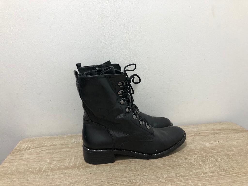 TAMARIS WORTMANN LADIES BLACK LEATHER LACE/ZIP UP ANKLE BOOTS UK EUR 39  AB72