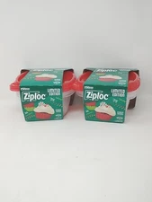 2 Ziploc Limited Edition 3 Deep Square Smart Snap 1.25 QT Red Lid Containers New