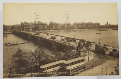 ENGLAND London Westminster Bridge River & St Thomas's Hotel c1934 Postcard