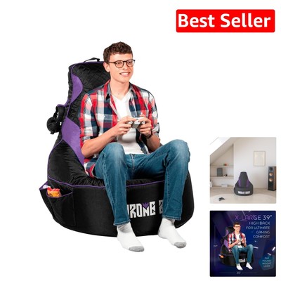 Medium Firm Gaming Bean Bag Chair Cover with Pockets - Ideal for Teens & Adults
