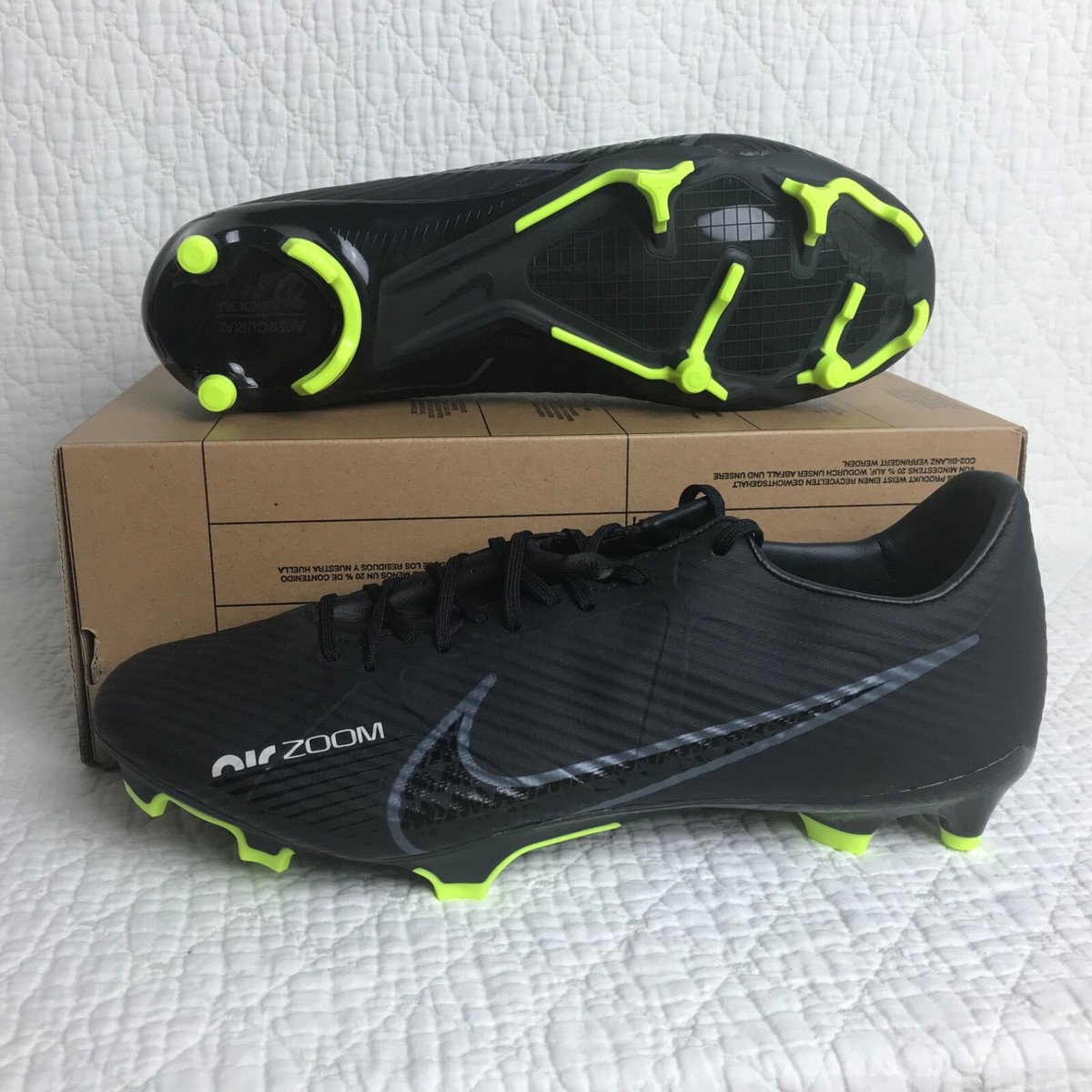 Nike Zoom Vapor 15 Academy FG/MG Soccer Cleats Men's SZ 10.5 Black