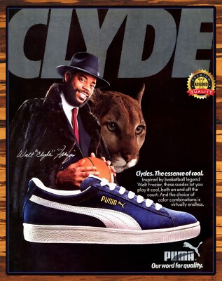 Walt ''Clyde'' Frazier - Puma - 1984 - Rare - Metal Sign 11 x 14