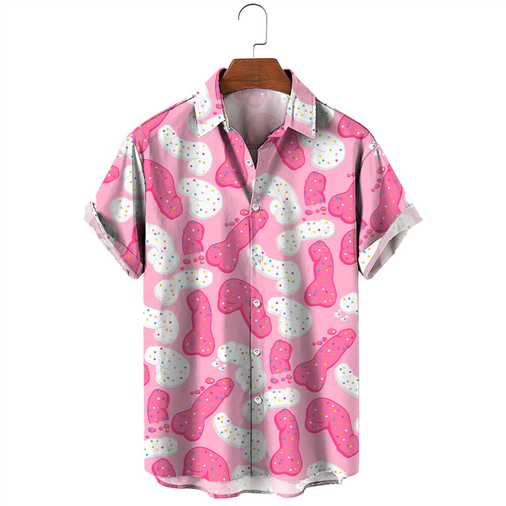 Mens Novelty Button Down Shirts Funny Printed Hawaiian Beach Tops Gift