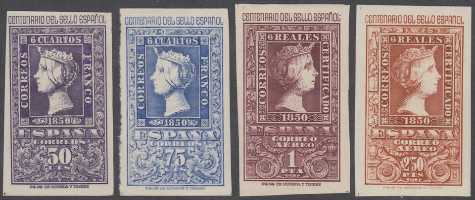 España Spain 1075/76 + 1079/80 ( 1075/82 ) Año 1950 Centenario Serie Corta MNH