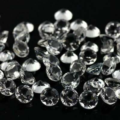 Certified Natural White Topaz 8 MM Round Faceted Cut Loose 100 Pieces Gemstone