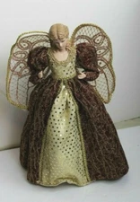 Angel Tree Topper Burgundy and Gold Sparkly 14"