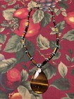 STERLING SILVER 925 TIGERS EYE TURQUOISE BEAD NECKLACE GUC  — photo 1