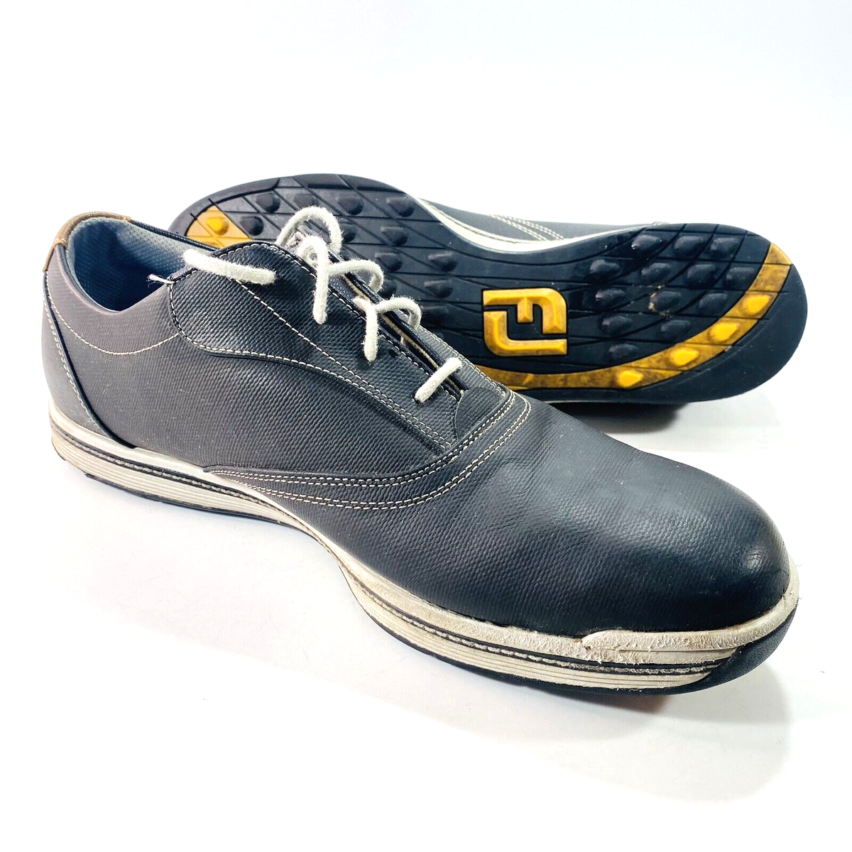 FootJoy Contour Mens SZ 13 White Blue Athletic Leather Spikeless Golf Shoes EUC FootJoy Men main image 3