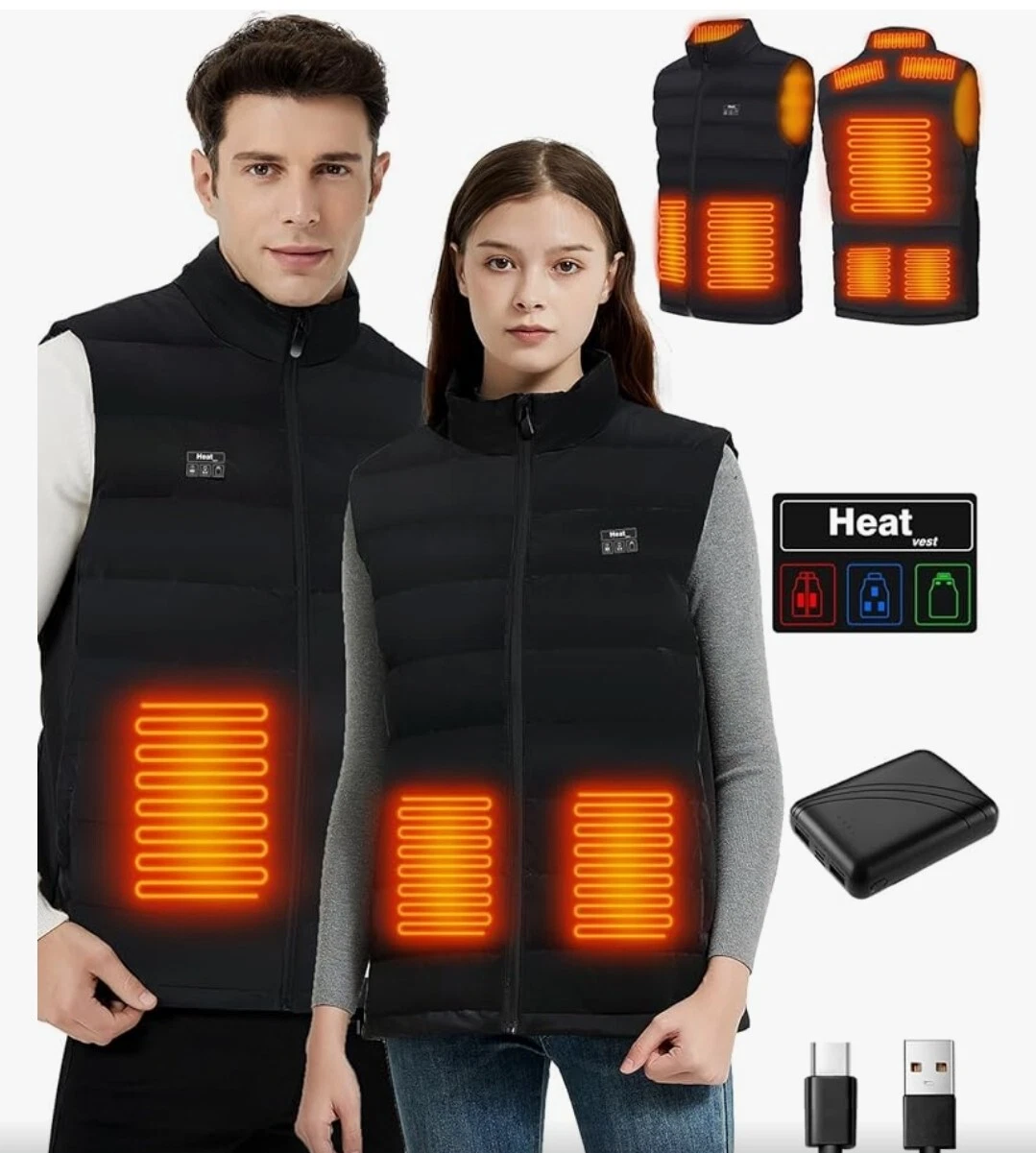 Heated Vest for Men Women with 10000mAh Battery Pack,8 Heating Zones,Filling 90%