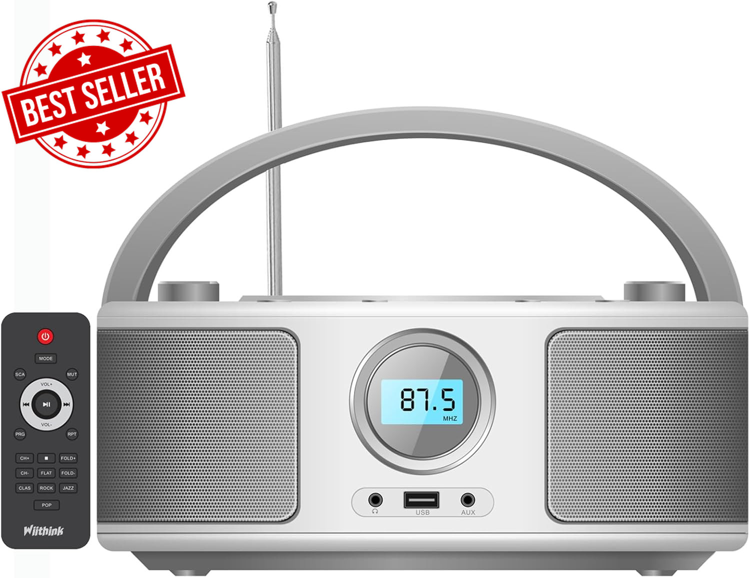 CD Player Boombox Bluetooth FM Radio USB MP3 AUX Remote CD-R/RW Compatible