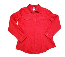 DG2 by Diane Gilman Red Button Front Shirt Jacket Women’s Size Medium Shacket 