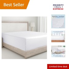 Luxury Striped White King Fitted Sheet 400 Thread Count Cotton Sateen