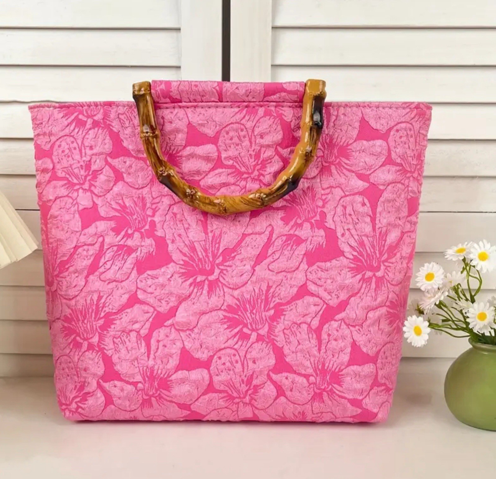 Gorgeous Tote With Bamboo Handles