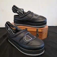 Champion Slippers Womens 10 Black Hot Stuff Platform Liquid Slingback Shoes
