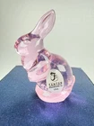 FENTON Pink Art Glass Bunny Rabbit Figurine Small w/ Sticker & Mark
