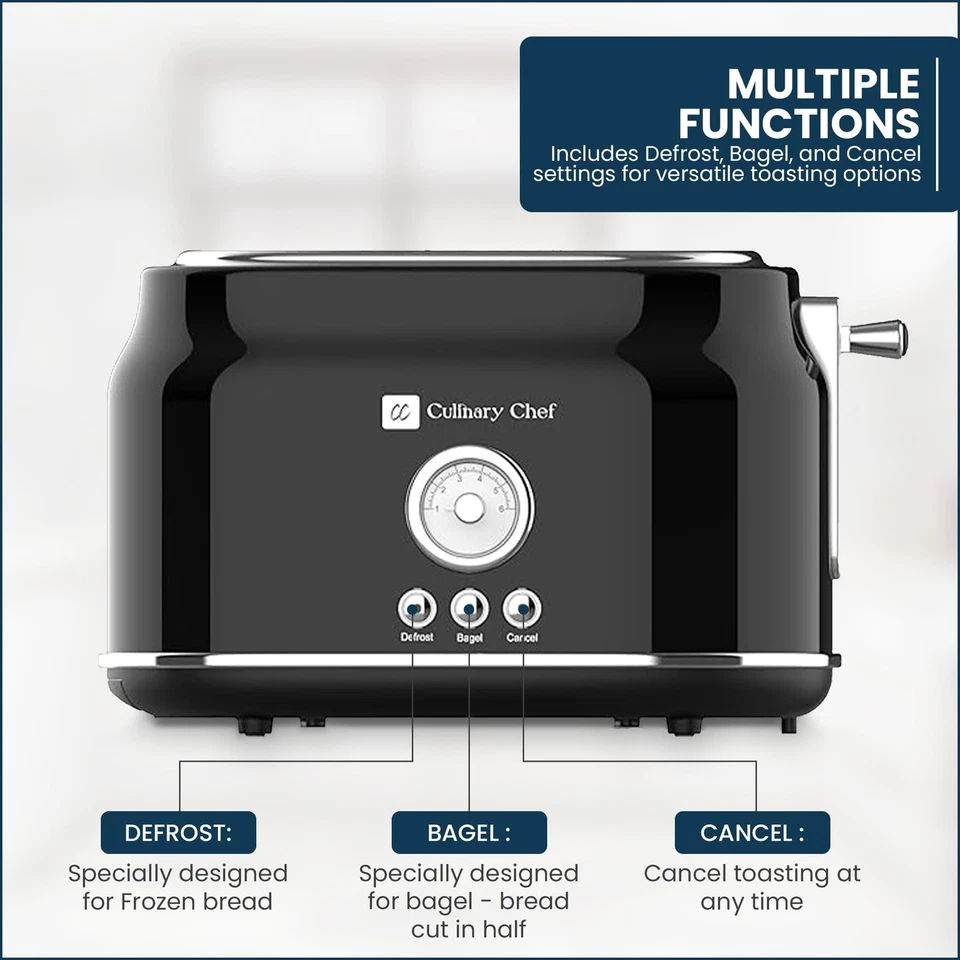 , 2 Slice Toaster, Retro Style, Wide Slot for Bread, English Muffins, Croissa... - Image 3 of 4