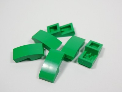 LEGO 6 Bright Green 2x1 Curved Slopes No Stud T12