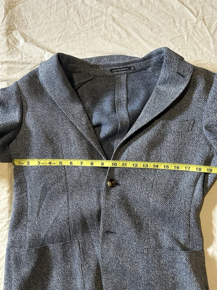 Abrigo deportivo SuitSupply Havana parche sin forro seda-lino en azul - 38R ajustado para hombre Foto 3 de 4