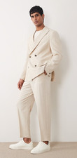 ASOS DESIGN Double Breasted Regular Suit in Cream - Size M