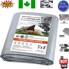 Heavy Duty Waterproof Tarp 5x8ft - 12Mil Polyethylene Protection for All Seasons