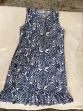 Michael Kors Dress Womens M Blue Paisley Print Keyhole Neckline Cruise E29