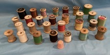 VTG Lot Wooden Spools of Thread Thimble, Corticelli , Star, Clarks