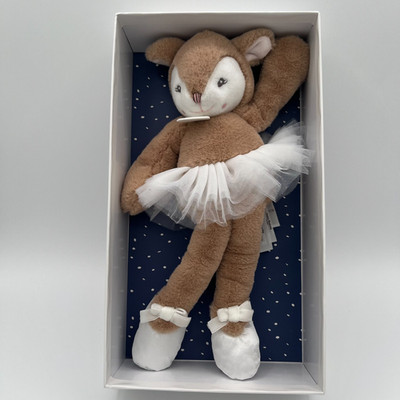 NIB Doudou Compagnie Paris Deer Ballerina Brown/White Plush 12''