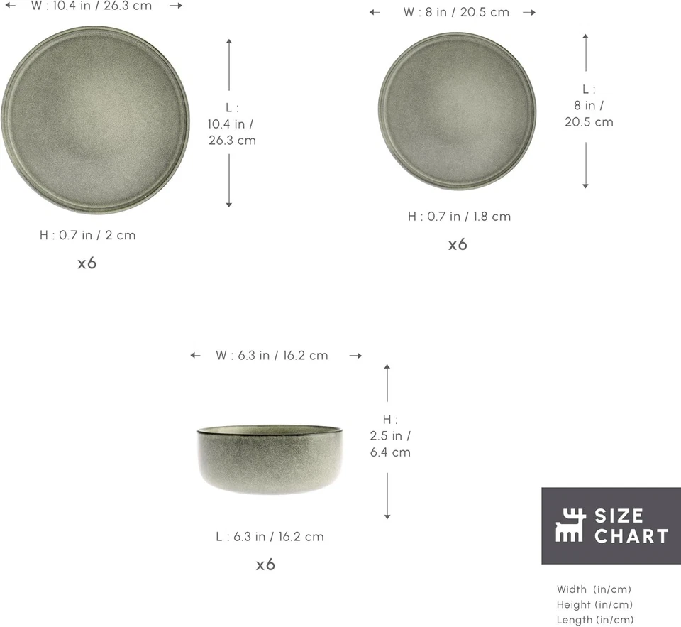 18-Piece Dinnerware Sets for 6 People, Modern Design, Stoneware Dinner Set, Kit - Image 2 of 4