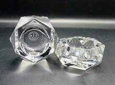 Vintage Baccarat Crystal Set of Two Salt Cellars - Six Sided