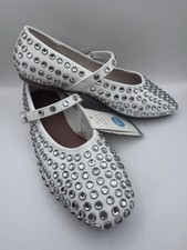 A New Day Issa Rhinestone Studded Mary Jane Ballet Flats White Crystal Size 7.5