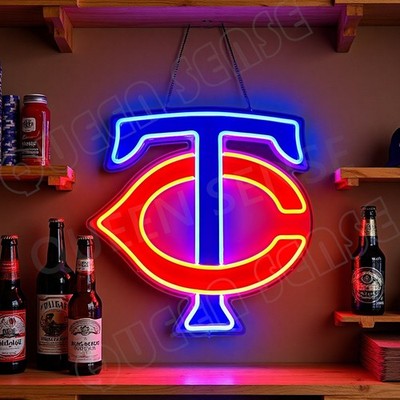 16''x16'' Minnesota Twins Ice Hockey LED Neon Sign With Dimmer USB Powered Light