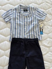 TODDLER BOYS STRIPED BLUE/WHITE SHIRT & SHORTS,  SIZE 4T BY TONY HAWK - NWT  