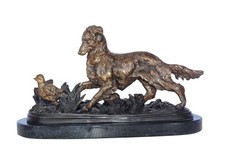 Golden retriever enjoying the outdoors bronze statue -  Size: 16