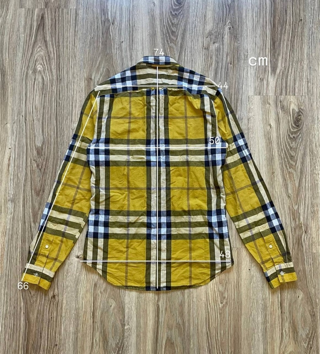 Burberry Brit YELLOW Check Linen / Cotton Button Down Shirt Long