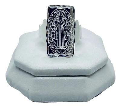 925 Sterling Silber San Benito Heiliger Benedikt Ring Größe 8,5 Hergestellt in Taxco Mexiko