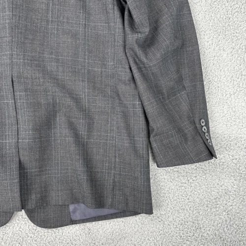 Hart Schaffner Marx Blazer Men 44L Grey Glen Plaid 2 Button Sports Coat USA Made - Picture 22 of 22