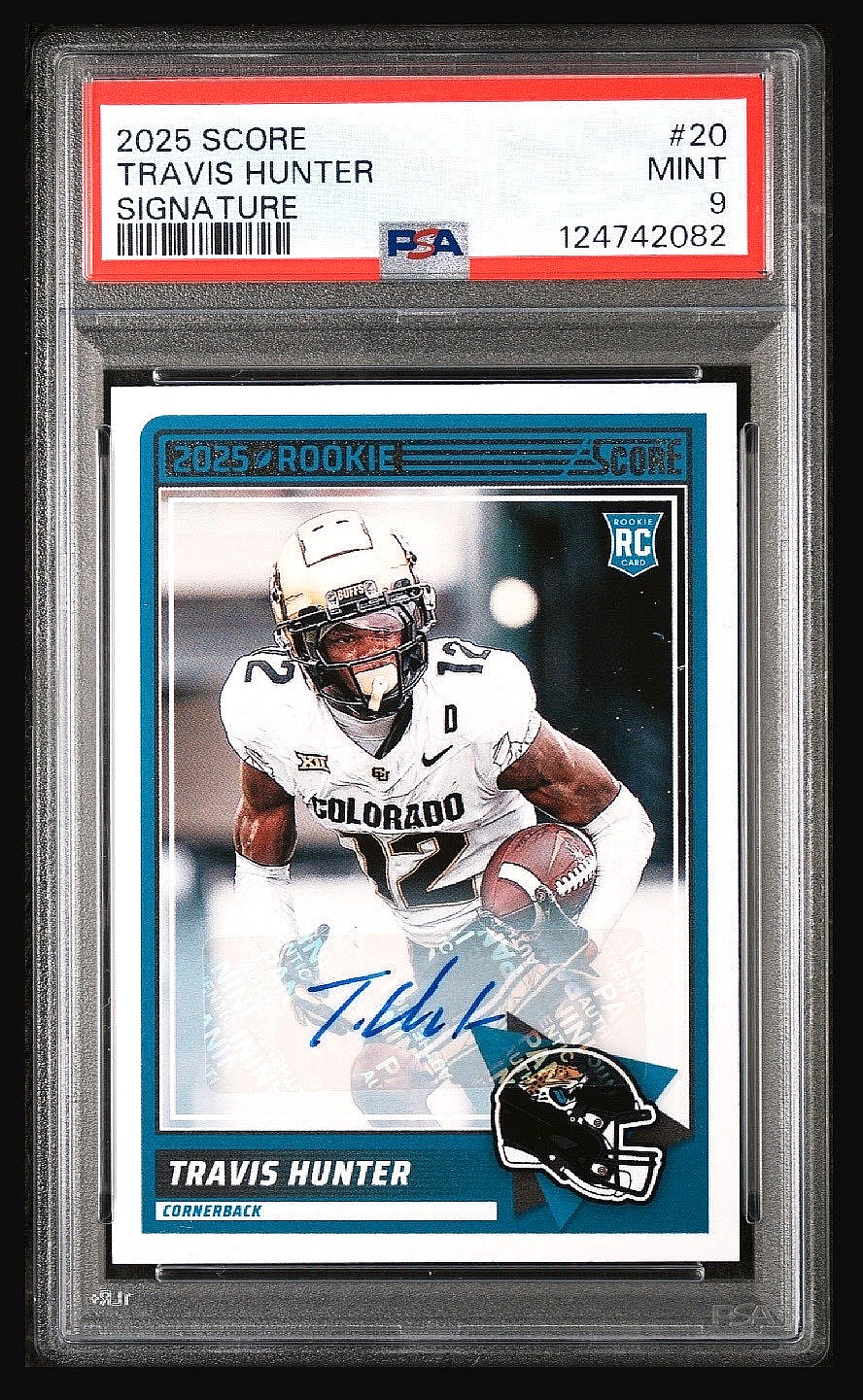2025 Panini Score Travis Hunter Rookie Signature #20 (RC) PSA 9 MINT