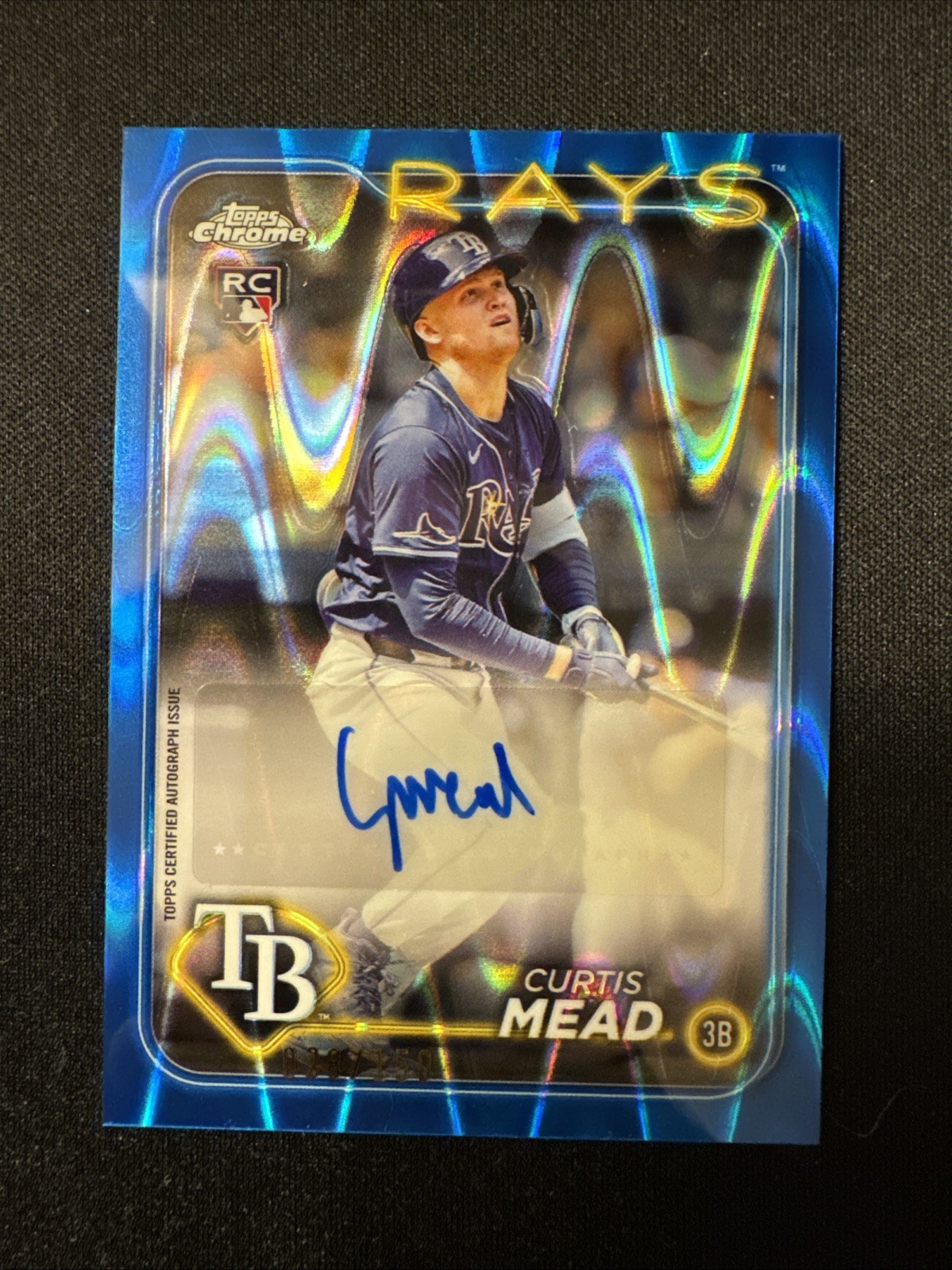 2024 Topps Chrome Update Curtis Mead Auto Blue RayWave Refractor /150 Rays RC