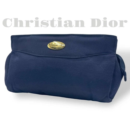 Pochette Christian Dior toile nylon bleu marine authentique