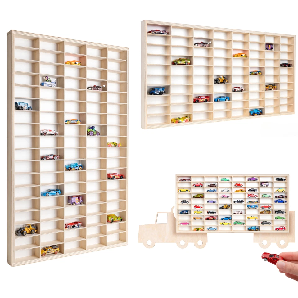 Creative Deco Sammlervitrine für Autos 80/90 verstellbare Fächer Setzkasten Holz