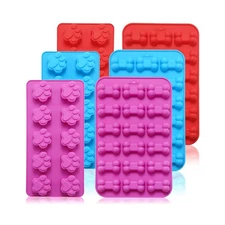 6PCS Silicone Molds Puppy Dog Paw and Bone, Elegant Chocolate Molds for Bakin...