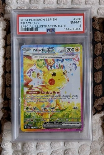 2024 POKEMON SSP EN-SURGING SPARKS SPECIAL ILLUSTRATION RARE PIKACHU EX PSA 8