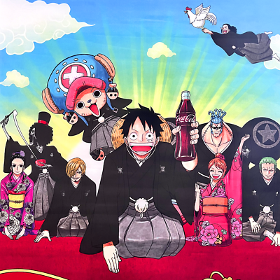 One Piece Coca Cola Japan 2017 Promotional Tapestry/Banner Poster 