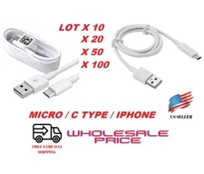 LOT 10/20/50/100 OEM Micro USB/Type-C Fast Charging Cable For Samsung iPhone LG
